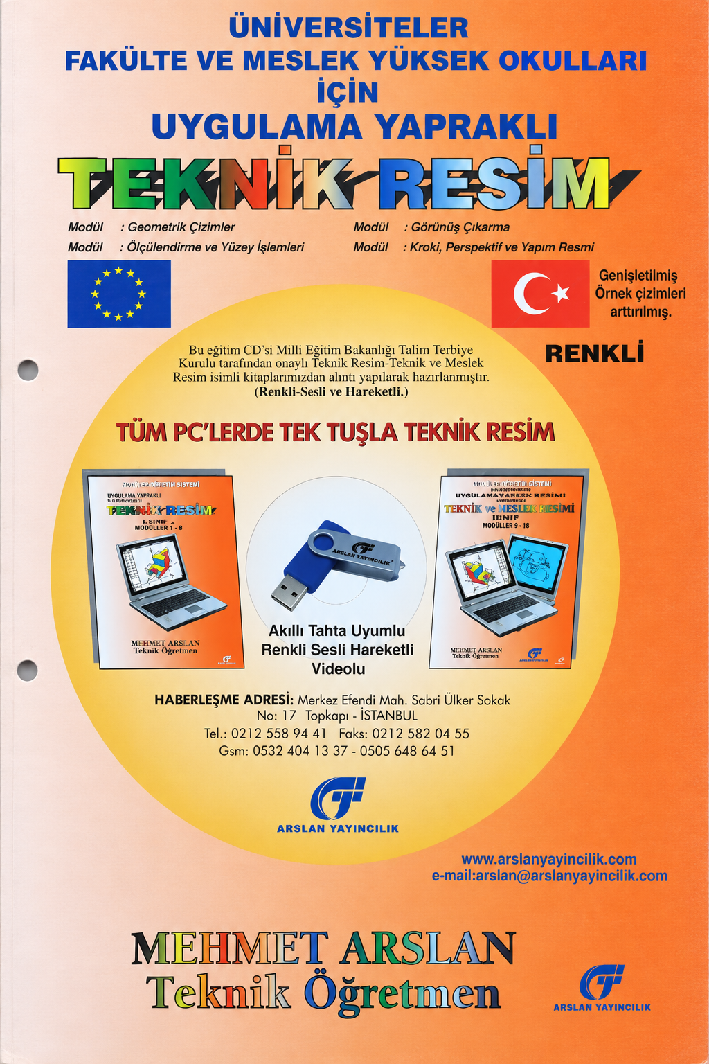 Mehmet Arslan Üniversiteler İçin Uygulama Yapraklı Teknik Resim kitabı